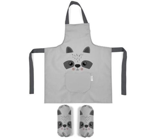 купить Набор для творчества Albero Mio Фартук водонепр + рукава Raccoon 60x50cm в Кишинёве 