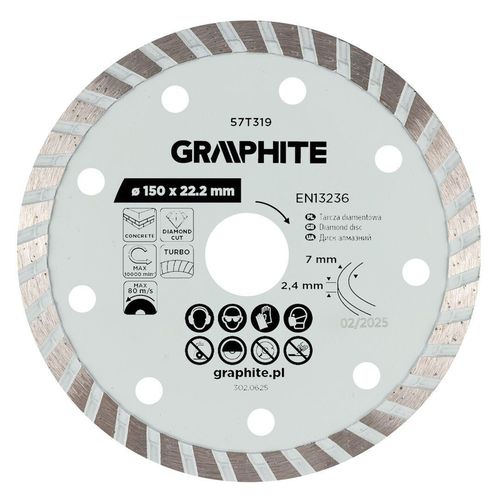cumpără Disc de tăiere Graphite 57T319 diamantat de taiere, d150x22,2mm, Turbo în Chișinău 