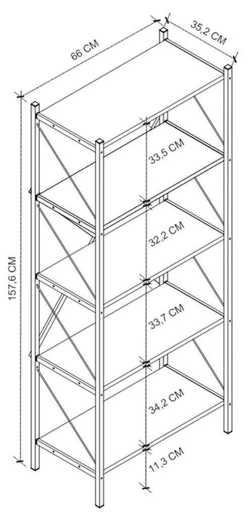 купить Офисный стеллаж Nex Home Смирна, 6 отделений, 64x30x157 см, Дуб/Белый (15-01-02) в Кишинёве 