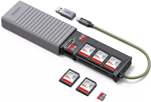 cumpără Cititor de carduri Ugreen 55899 CM856 3-Slot SD / microSD Card Reader Case 5Gbps USB-C / USB-A în Chișinău 