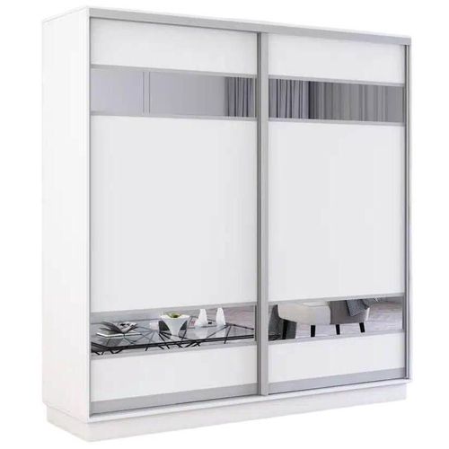 купить Шкаф Mobildor-Lux Fox uși glisante din PAL cu elemente din oglindă (210x60x210H cm) Alb в Кишинёве 