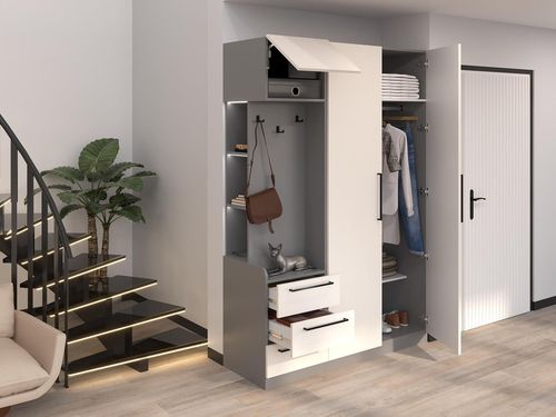 cumpără Mobilă pentru antreu Bayro Serenity 1500x2200x518 de colț stâng light cream cu 3 sertare în Chișinău 