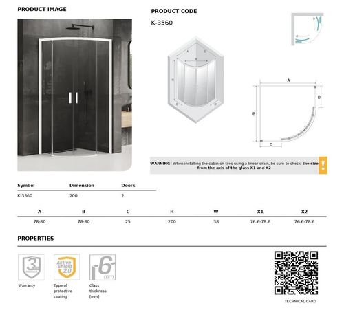 cumpără Cabină de duș New Trendy Prime White Quadrant 80x80x200 Hinged K-3560 în Chișinău 
