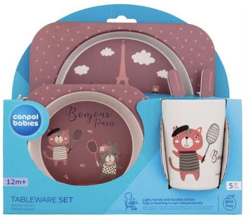 купить Посуда для кормления Canpol 9/227_red Набор посуды Bonjour Paris Бордовый (5шт) в Кишинёве 