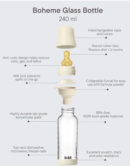 купить Поильник BIBS 50202291 Biberon din sticla anticolici Boheme Violet Sky cu tetina din latex 3+ luni, 240ml в Кишинёве 