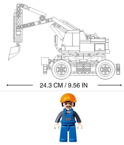 купить Конструктор Sluban B1155 Set de construcție Excavator pe roți E7, cu telecomandă, 353 elem. в Кишинёве 