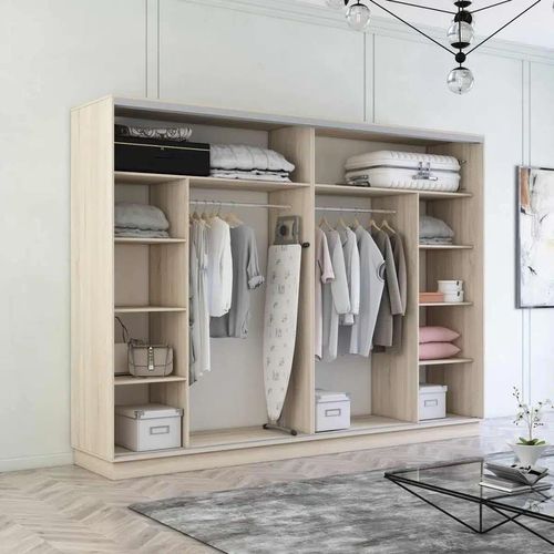 cumpără Dulap Mobildor-Lux Fox uși glisante din PAL cu elemente din oglindă (340x60x220H cm) Sonoma în Chișinău 