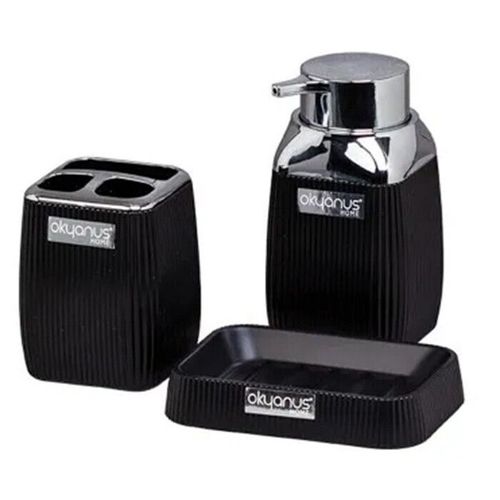 cumpără Set pentru baie Hydro S STRIPE SQUARE 502, 3 piese, Negru / Crom în Chișinău 