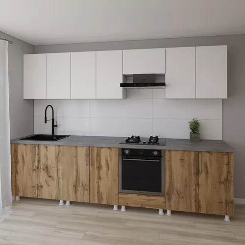 купить Мебель для кухни Smartex (30124) K3 300сm Alb+Stejar inchis в Кишинёве 