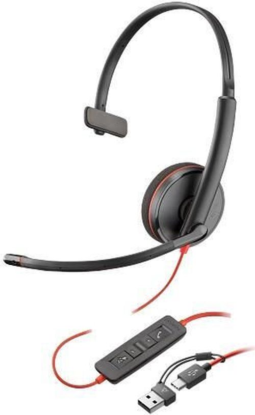 купить Наушники проводные Poly Blackwire 3210 Mono USB-C + USB-C/A Adapter (Bulk) (8X214A6) в Кишинёве 