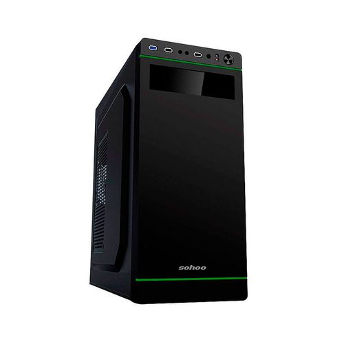 cumpără Case Miditower ATX Sohoo 5907BG Black-Green, 500W, 12cm fan, 24 pin, 2xSATA cables, 2xUSB 2.0 & Audio (carcasa/корпус) în Chișinău 