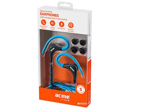 купить Acme HE17B Sports & action earphones with microphone & in-line control, Blue, 20Hz-20KHz, 94dB, 16 Ohm, 1.2m (casti cu microfon/наушники с микрофоном) в Кишинёве 