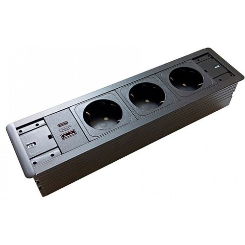 купить Розетка электрическая ASA Plastici 060.40F.00009 Versaframe 3.0 3 sockets F+ 1 USB.5V (A+C) Black в Кишинёве 