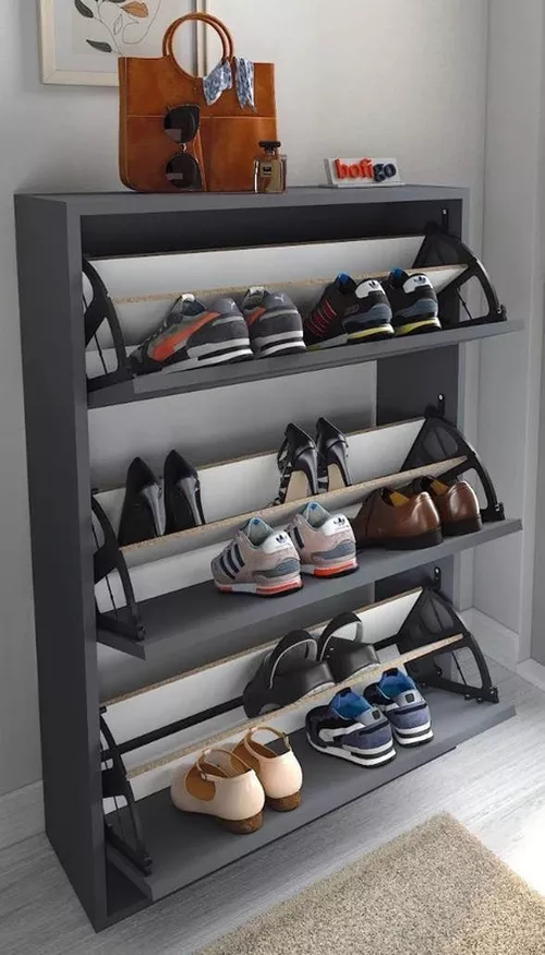 купить Полка для обуви Nex Home Полка для обуви, 3 отделения, 74x24x111 см, Антрацит (18-03-08) в Кишинёве 