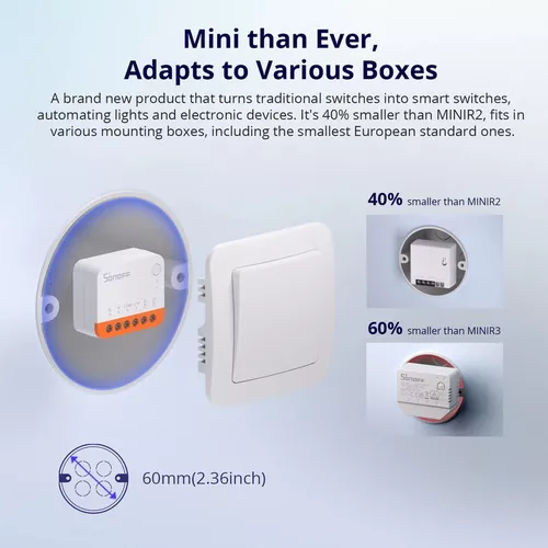 купить Выключатель электрический Sonoff Wi-Fi Smart Switch MINIR4 Extreme (Neutral Required) в Кишинёве 