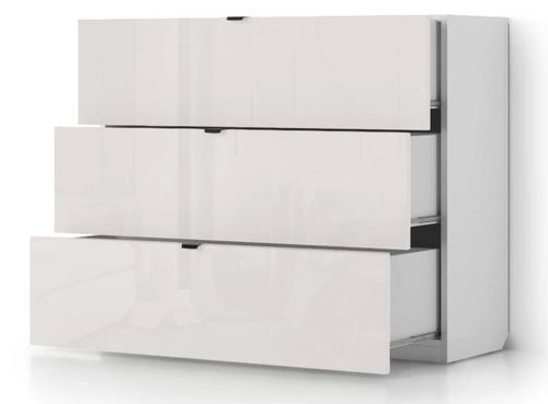 купить Комод Fabrik Home Hardy 3 ящика (1100x910x390) Белый ясень/Белый глянец в Кишинёве 