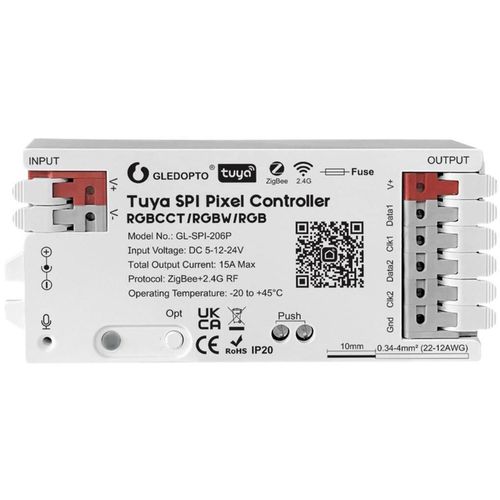 купить Выключатель электрический Gledopto GL-SPI-206P Tuya ZigBee Pixel LED controller RGB/RGBW/RGBCCT в Кишинёве 