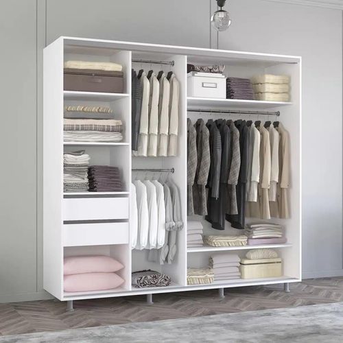 cumpără Dulap Mobildor-Lux Aron cu uși glisante din oglindă și PAL (230x60x220H cm) Alb Brilliant în Chișinău 