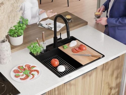 cumpără Chiuvetă bucătărie Primagran New York Multispace 60 Black + accesorii 580x530 MNAKC#N în Chișinău 