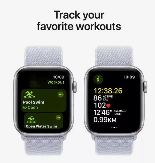 cumpără Ceas inteligent Apple Watch SE 2024 GPS 44mm Silver Aluminium Case with Blue Cloud Sport Loop MXET3 în Chișinău 