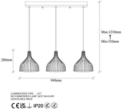 cumpără Lustră Trendy Cafu-11565-1 94x121x25cm în Chișinău 
