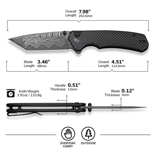 купить Нож походный Civivi C19059C-DS1 Brazen, G10 carbon fiber, Button Lock в Кишинёве 