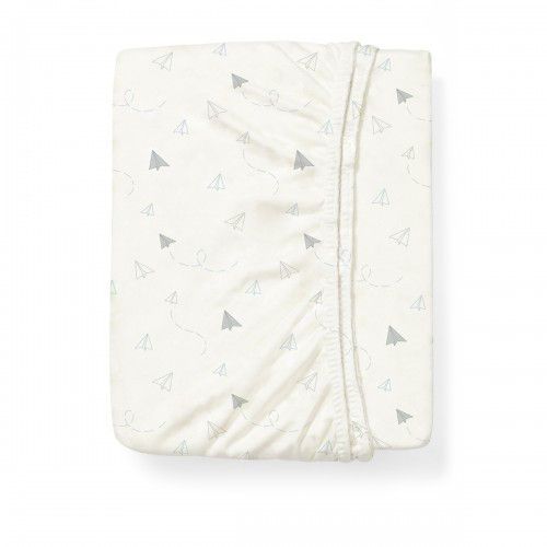 Cearsaf din bambus cu elastic Babyono Paper Planes (120x60x11 cm) 