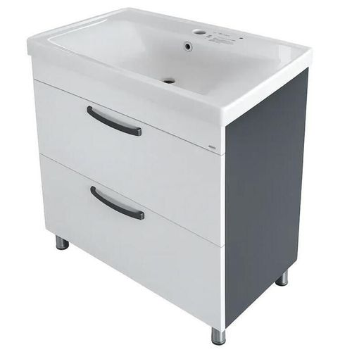 cumpără Dulap pentru lavoar Mashtab 11615 Agat cu 2 sertare 60cm Alb-Antracit în Chișinău 