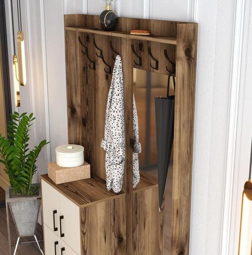 купить Мебель для прихожей Trendy Berlin BC, Nuc, Crem 120x200x35cm (GTR001352) в Кишинёве 