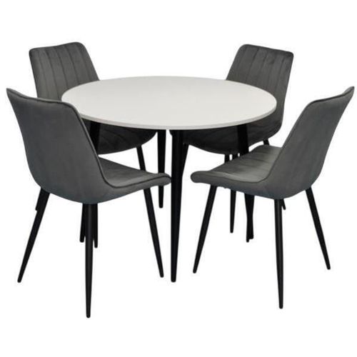 купить Комплект стол и стулья Evelin di Costacurta cтол DT-402-3B + 4 стула YTC-055B Bluvel-14 (Dark grey) в Кишинёве 