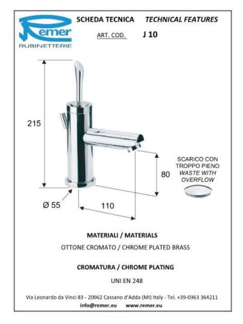 купить Смеситель для умывальника Remer JAZZ 10 в Кишинёве 