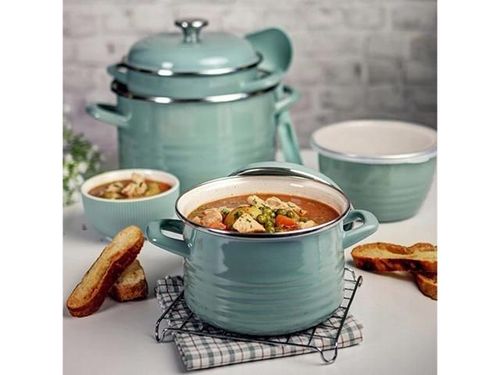 cumpără Cratiță Metalac 57051 Cratita emailata Waves Green 16cm, 2.0L, capac din metal în Chișinău 