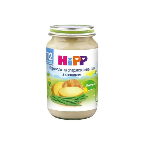 Пюре HIPP Картофель с зеленой фасолью и кроликом (12+ мес) 220 г 