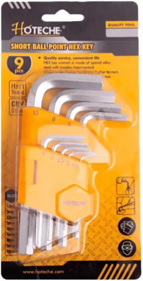 купить Набор ручных инструментов Hoteche 260109 Ключи шестигранные 1,5-10mm короткие 9шт в Кишинёве 