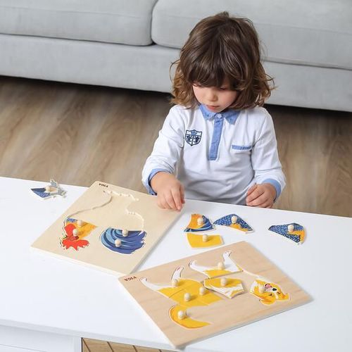 cumpără Puzzle Viga 44611 Puzzle din lemn Montessori cu buton Cățel în Chișinău 