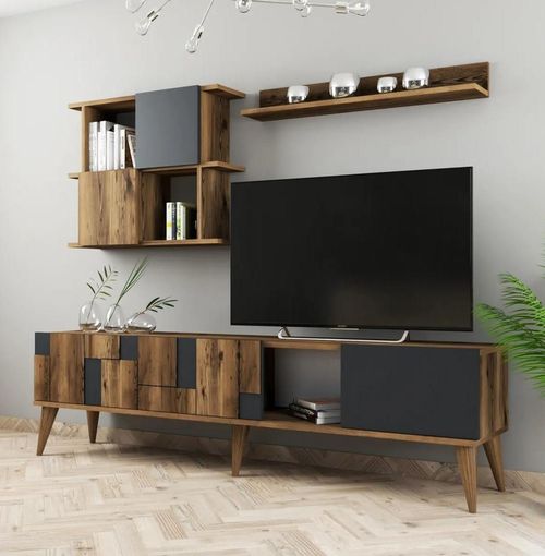 cumpără Set mobilă living Trendy Madrid, Antracit 180x48x33cm în Chișinău 