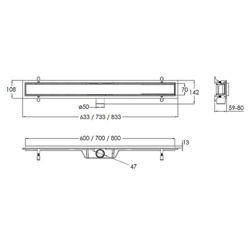 Trap liniar 70cm VOLLE, sistema de capac uscat, grilaj sub teracota 