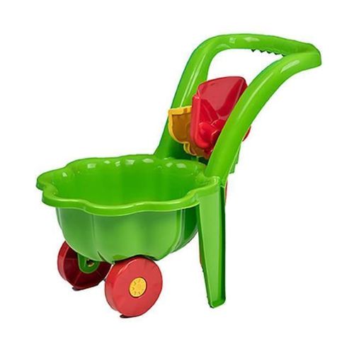 купить Игрушка для песочницы Baby Mix 45517 Тележка Bayo с лопатой и граблями зеленый в Кишинёве 