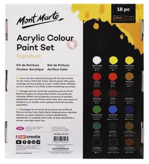 cumpără Set de creație Mont Marte MSCH1836 Set de vopsea acril 18 culori x 36ml în Chișinău 