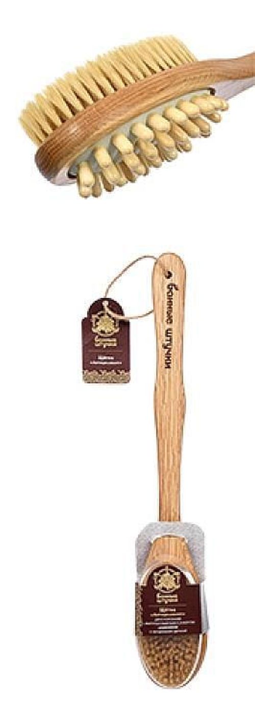 купить Аксессуар для ванной Банные Штучки 47782 Perie masaj naturala pe 2 fete Anticelulita 45cm, maner din lemn в Кишинёве 