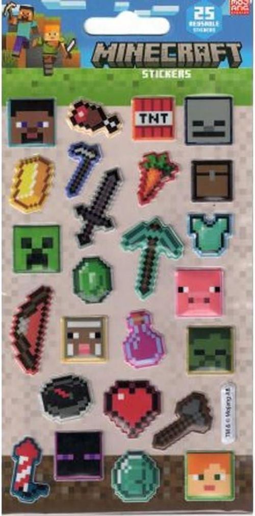 купить Набор для творчества Pyramid International PS2403087 DST Minecraft (Assortment) Reuseable Stickers Puffy 195x95 (25pcs) в Кишинёве 