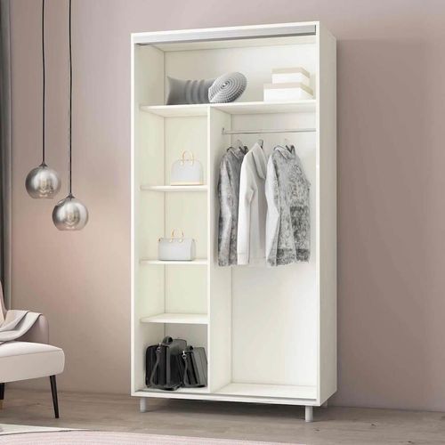 купить Шкаф Mobildor-Lux Раздвижные двери Aron-P из ДСП (180x60x220H см) Бриллиантовый белый в Кишинёве 