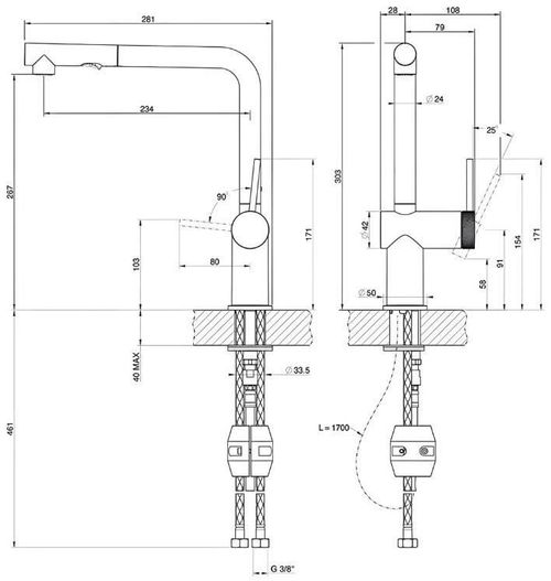 cumpără Bateria bucătărie Gessi 60478-031 Inedito Chrome în Chișinău 
