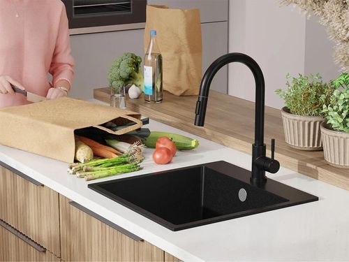 cumpără Chiuvetă bucătărie Primagran Riga 50 Black + accesorii 500x480 MY5KC în Chișinău 