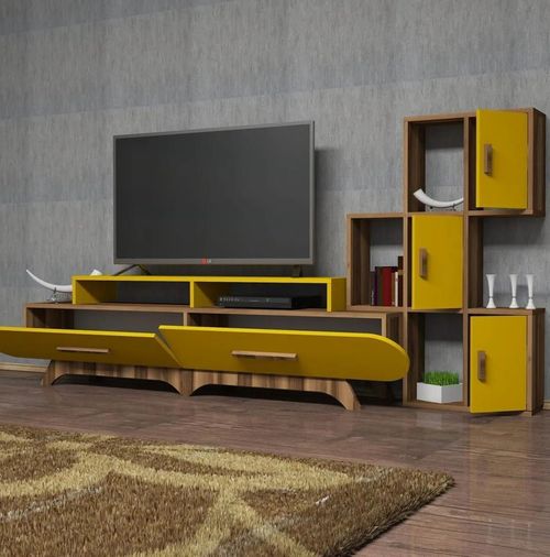 cumpără Comodă TV Trendy Flora S, Nuc, Galben 205x50x36cm în Chișinău 