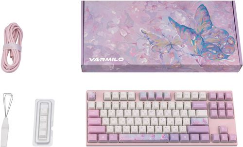 cumpără Tastatură Varmilo VEM87 Dreams On Board 87Key, EC V2 Rose, EN/UKR, White Led, Pink în Chișinău 