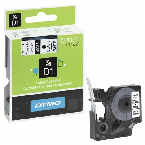 купить Скотч Dymo 12 mm x 7 m, plastic, negru pe banda alba в Кишинёве 