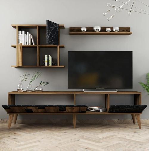 купить Стенка Trendy Madrid, Negru 180x48x33cm в Кишинёве 