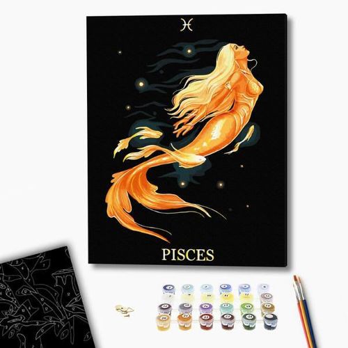 cumpără Tablou pe numere BrushMe BSB0039FC 40x50сm (pânză neagră/fără cutie) Pești în Chișinău 