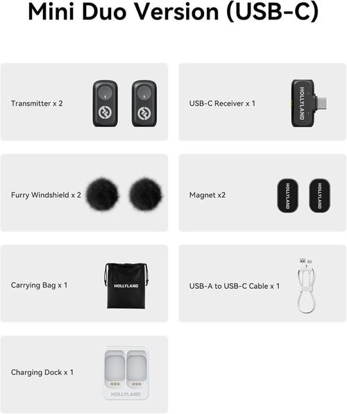 cumpără Microfon Hollyland LARK A1 Mini DUO USB-C (Black) în Chișinău 